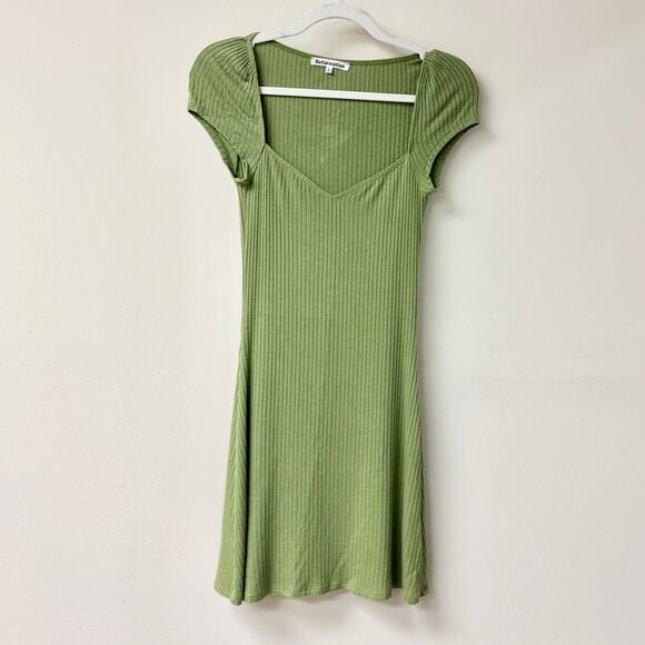 Reformation Percy Short Sleeve Knit Sweater Mini Dress Crocodile Green Women's S - Picture 3 of 6
